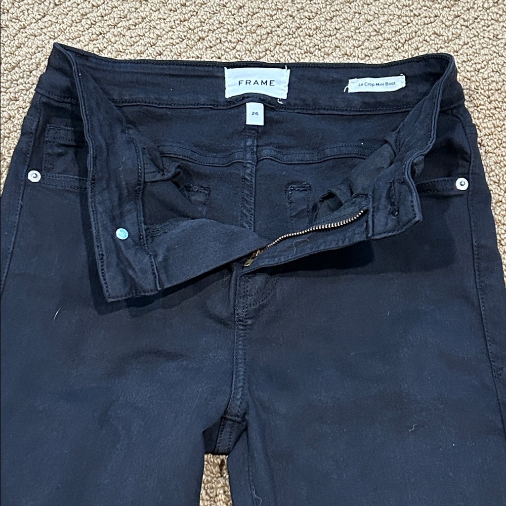 Frame Le Crop Mini Boot Jeans size 26 Film Noir Black - Picture 5 of 14